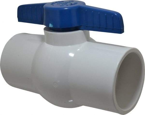 NIBCO - 4" Pipe, Standard Port, PVC Miniature Ball Valve - 1 Piece, Inline - One Way Flow, Solvent x Solvent Ends, Tee Handle, 150 WOG - Caliber Tooling