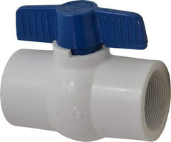 NIBCO - 2" Pipe, Standard Port, PVC Miniature Ball Valve - 1 Piece, Inline - One Way Flow, FNPT x FNPT Ends, Tee Handle, 150 WOG - Caliber Tooling