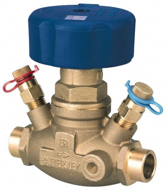 NIBCO - 1/2" Pipe, Threaded End Connections, Straight Calibrated Balance Valve - 100mm Long, 97mm High, 240 Max psi, Brass Body - Caliber Tooling