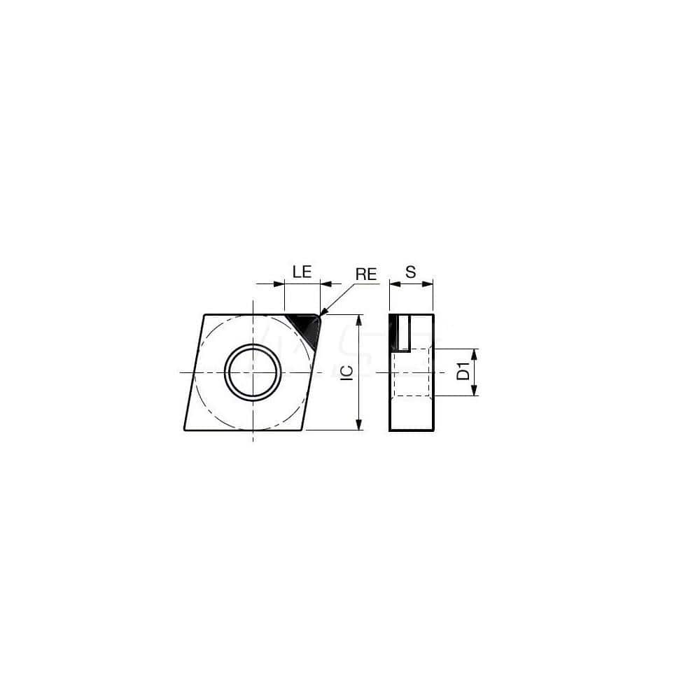 Turning Insert:  CNGA432-DIA DX140,  Polycrystalline Diamond Uncoated Finish,  Neutral,  1/2″ Inscribed Circle,  0.0310″ Corner Radius,  80.0 &deg N/A Diamond,  Series  CNGA