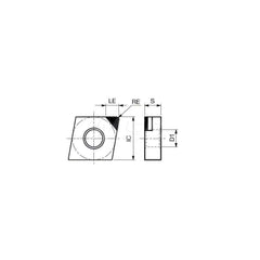 Turning Insert:  CNGA432-DIA DX140,  Polycrystalline Diamond Uncoated Finish,  Neutral,  1/2″ Inscribed Circle,  0.0310″ Corner Radius,  80.0 &deg N/A Diamond,  Series  CNGA