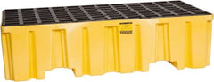 Eagle - 66 Gal Sump, 4,000 Lb Capacity, 2 Drum, Polyethylene Spill Deck or Pallet - 51" Long x 26-1/4" Wide x 13-3/4" High, Yellow, Liftable Fork, Vertical, 2 x 2 Drum Configuration - Caliber Tooling