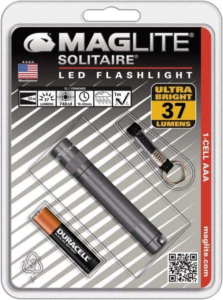 Mag-Lite - Clear LED Bulb, 47 Lumens, Mini Flashlight - Gray Aluminum Body, 1 AAA Alkaline Battery Included - Caliber Tooling