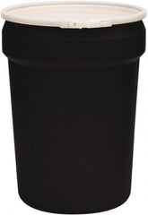 Eagle - 30 Gallon Black Tapered Cylinder Polyethylene Open Head Drum - 28-1/2" High x 21" Diam - Caliber Tooling