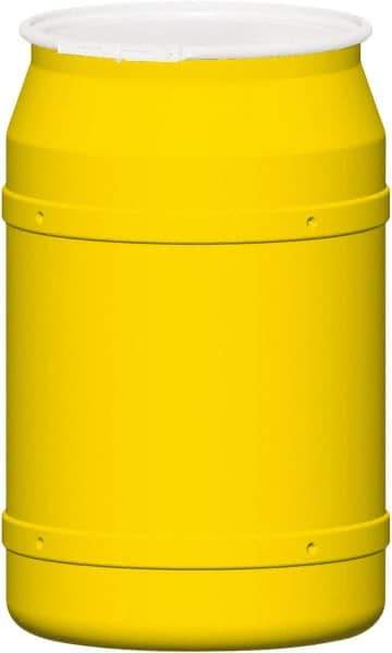 Eagle - 55 Gallon Yellow Cylindrical Polyethylene Open Head Drum - 36-3/8" High x 23" Diam - Caliber Tooling