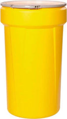 Eagle - 55 Gallon Yellow Tapered Cylinder Polyethylene Open Head Drum - 39-1/8" High x 23-3/4" Diam - Caliber Tooling