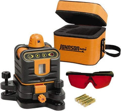 Johnson Level & Tool - 800' (Exterior) Measuring Range, 1/4" at 100' Accuracy, Manual-Leveling Rotary Laser - 150 to 300 RPM, 2 Beams, AA Battery Included - Caliber Tooling