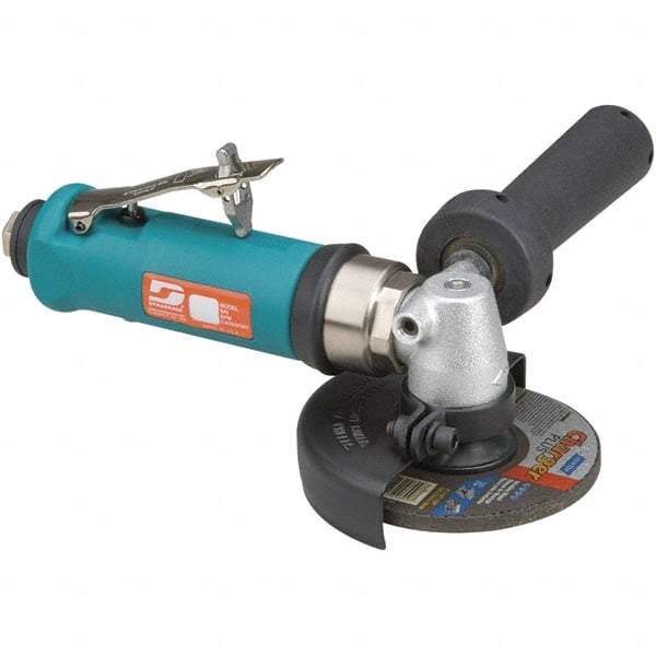 Dynabrade - 4" Wheel Diam, 13,500 RPM, Pneumatic Angle & Disc Grinder - 3/8-24 Spindle, 40 CFM, Rear Exhaust - Caliber Tooling