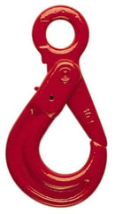 Pewag - 12,000 Lb Capacity, Chain Grade 80, Alloy Steel Eye Hook - 7-9/16" Reach, 1-49/64" Eye ID, 1/2" Chain Diam, Dacromet - Caliber Tooling