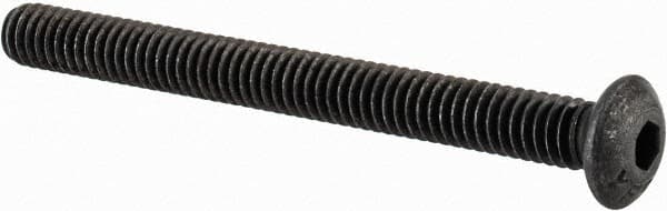 Value Collection - #8-32 UNC Hex Socket Drive, Button Screw - Alloy Steel, Black Oxide Finish, Fully Threaded, 1-3/4" Length Under Head - Caliber Tooling