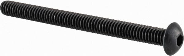 Value Collection - #8-32 UNC Hex Socket Drive, Button Screw - Alloy Steel, Black Oxide Finish, Fully Threaded, 2" Length Under Head - Caliber Tooling