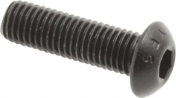 Value Collection - 1/4-28 UNF Hex Socket Drive, Button Screw - Alloy Steel, Black Oxide Finish, Fully Threaded, 7/8" Length Under Head - Caliber Tooling