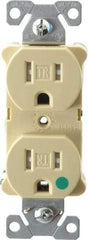 Cooper Wiring Devices - 125 VAC, 15 Amp, 5-15R NEMA Configuration, Ivory, Hospital Grade, Self Grounding Duplex Receptacle - 1 Phase, 2 Poles, 3 Wire, Flush Mount, Tamper Resistant - Caliber Tooling