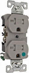 Cooper Wiring Devices - 125 VAC, 20 Amp, 5-20R NEMA Configuration, Gray, Hospital Grade, Self Grounding Duplex Receptacle - 1 Phase, 2 Poles, 3 Wire, Flush Mount, Chemical, Impact and Tamper Resistant - Caliber Tooling