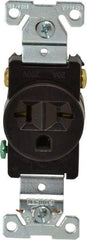 Cooper Wiring Devices - 250 VAC, 20 Amp, 6-20R NEMA Configuration, Brown, Industrial Grade, Self Grounding Single Receptacle - 1 Phase, 2 Poles, 3 Wire, Flush Mount, Chemical, Heat and Impact Resistant - Caliber Tooling