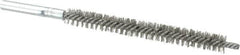 Schaefer Brush - 3" Brush Length, 5/16" Diam, Double Stem, Double Spiral Tube Brush - 4-3/4" Long, Stainless Steel, 8-32 Female Connection - Caliber Tooling