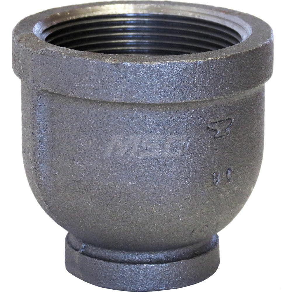 Black Reducing Coupling: 3 x 1-1/2″, 150 psi, Threaded Malleable Iron, Black Finish, Class 150