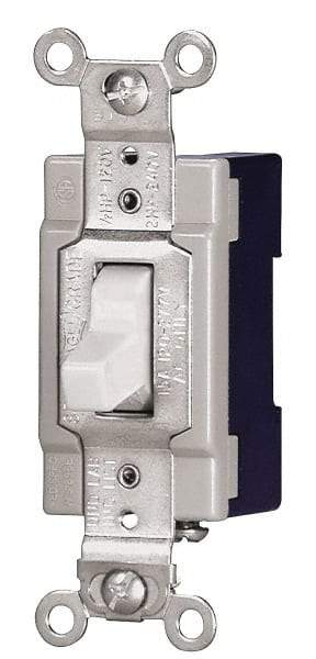 Cooper Wiring Devices - 4 Pole, 120 to 277 VAC, 15 Amp, Industrial Grade, Toggle, Wall and Dimmer Light Switch - 1.3 Inch Wide x 4.19 Inch High, Fluorescent - Caliber Tooling