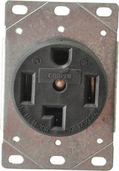 Cooper Wiring Devices - 125/250 VAC, 30 Amp, 14-30R NEMA Configuration, Black, Specification Grade, Ungrounded Single Receptacle - 1 Phase, 3 Poles, 3 Wire, Flush Mount, Corrosion Resistant - Caliber Tooling