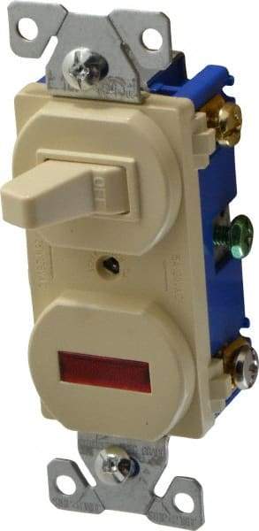 Cooper Wiring Devices - 2 Pole, 120 VAC, 15 Amp, Flush Mounted, Combination Switch with Pilot Light - 7-50 Configuration, 1 Switch, Back Side Wiring, cULus Listed, RoHS Compliant Standard - Caliber Tooling