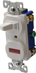 Cooper Wiring Devices - 1 Pole, 120 VAC, 15 Amp, Flush Mounted, Combination Switch with Pilot Light - NonNEMA Configuration, 1 Switch, Back Side Wiring, cULus Listed, RoHS Compliant Standard - Caliber Tooling