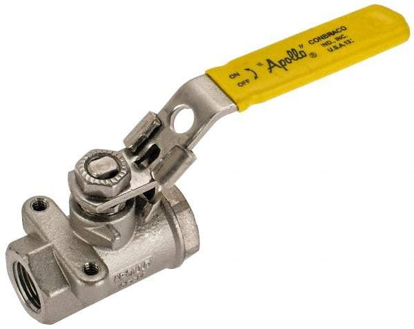 Apollo - 3/8" Pipe, Standard Port, Stainless Steel Standard Ball Valve - 2 Piece, NPT Ends, Locking Lever Handle, 600 WOG, 150 WSP - Caliber Tooling