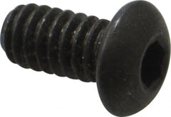 Made in USA - 1/4-20 UNC Hex Socket Drive, Button Screw - Alloy Steel, Black Oxide Finish, Fully Threaded, 1/2" Length Under Head - Caliber Tooling