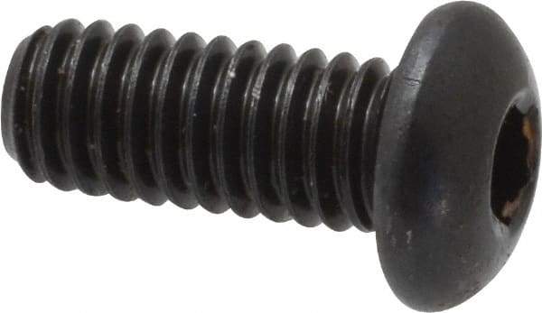 Made in USA - 5/16-18 UNC Hex Socket Drive, Button Screw - Alloy Steel, Black Oxide Finish, Fully Threaded, 3/4" Length Under Head - Caliber Tooling