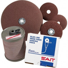 Sait - 4" Diam 5/8" Hole 60 Grit Fiber Disc - Medium Grade, Aluminum Oxide, 12,000 Max RPM, Series 2A - Caliber Tooling