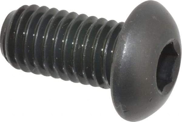 Made in USA - 1/2-13 UNC Hex Socket Drive, Button Screw - Alloy Steel, Black Oxide Finish, Fully Threaded, 1" Length Under Head - Caliber Tooling