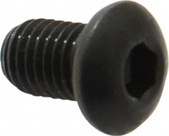 Made in USA - 1/4-28 UNF Hex Socket Drive, Button Screw - Alloy Steel, Black Oxide Finish, Fully Threaded, 3/8" Length Under Head - Caliber Tooling