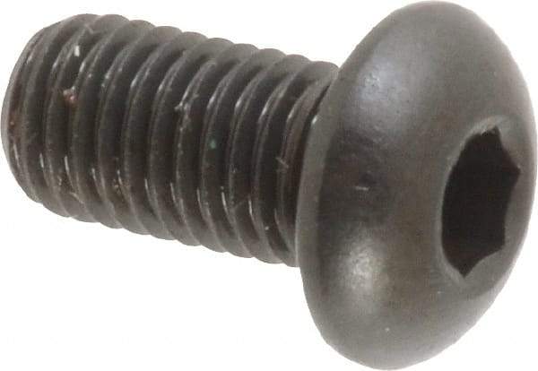 Made in USA - 1/4-28 UNF Hex Socket Drive, Button Screw - Alloy Steel, Black Oxide Finish, Fully Threaded, 1/2" Length Under Head - Caliber Tooling