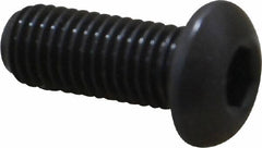 Made in USA - 1/4-28 UNF Hex Socket Drive, Button Screw - Alloy Steel, Black Oxide Finish, Fully Threaded, 5/8" Length Under Head - Caliber Tooling