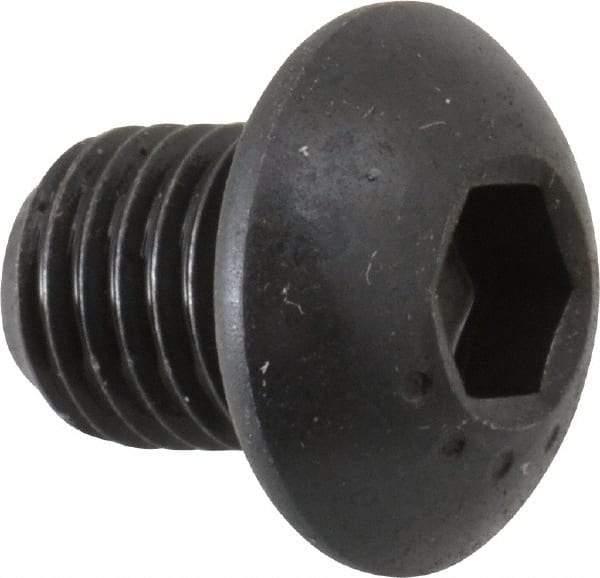 Made in USA - 5/16-24 UNF Hex Socket Drive, Button Screw - Alloy Steel, Black Oxide Finish, Fully Threaded, 3/8" Length Under Head - Caliber Tooling