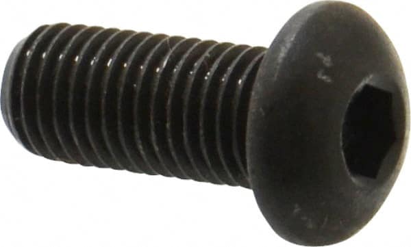 Made in USA - 5/16-24 UNF Hex Socket Drive, Button Screw - Alloy Steel, Black Oxide Finish, Fully Threaded, 3/4" Length Under Head - Caliber Tooling