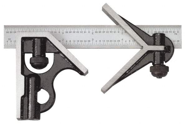 SPI - 3 Piece, 24" Combination Square Set - 1/32 & 1/64" (English/Metric) Graduation, Hardened Steel Blade, Hardened Steel Center & Square Head - Caliber Tooling