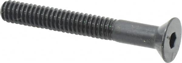 Made in USA - 1/4-20 UNC Hex Socket Drive, 82° Flat Screw - Alloy Steel, Black Oxide Finish, Partially Threaded, 2" OAL - Caliber Tooling