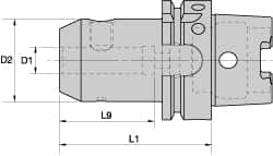 Kennametal - HSK63A Taper Shank 10mm Hole End Mill Holder/Adapter - 35mm Nose Diam, 65mm Projection, Through-Spindle Coolant - Exact Industrial Supply