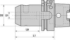 Kennametal - HSK63A Taper Shank 16mm Hole End Mill Holder/Adapter - 48mm Nose Diam, 80mm Projection, Through-Spindle Coolant - Exact Industrial Supply