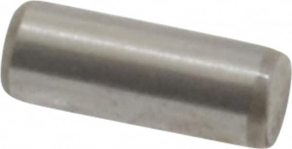 Made in USA - 3/32" Diam x 1/4" Pin Length Grade 8 Alloy Steel Standard Dowel Pin - Bright Finish, 1 Beveled & 1 Rounded End - Caliber Tooling