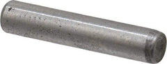 Made in USA - 1/8" Diam x 5/8" Pin Length Grade 8 Alloy Steel Standard Dowel Pin - Bright Finish, C 47-58 & C 60 (Surface) Hardness, 1,840 Lb (Single Shear), 3,680 Lb (Double Shear) Breaking Strength, 1 Beveled & 1 Rounded End - Caliber Tooling