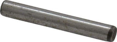 Made in USA - 1/8" Diam x 7/8" Pin Length Grade 8 Alloy Steel Standard Dowel Pin - Bright Finish, C 47-58 & C 60 (Surface) Hardness, 1,840 Lb (Single Shear), 3,680 Lb (Double Shear) Breaking Strength, 1 Beveled & 1 Rounded End - Caliber Tooling