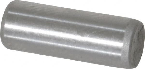 Made in USA - 3/16" Diam x 1/2" Pin Length Grade 8 Alloy Steel Standard Dowel Pin - Bright Finish, C 47-58 & C 60 (Surface) Hardness, 4,150 Lb (Single Shear), 8,300 Lb (Double Shear) Breaking Strength, 1 Beveled & 1 Rounded End - Caliber Tooling