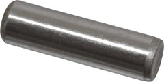 Made in USA - 1/4" Diam x 7/8" Pin Length Grade 8 Alloy Steel Standard Dowel Pin - Bright Finish, C 47-58 & C 60 (Surface) Hardness, 14,720 Lb (Double Shear), 7,360 Lb (Single Shear) Breaking Strength, 1 Beveled & 1 Rounded End - Caliber Tooling