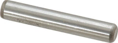 Made in USA - 1/4" Diam x 1-1/2" Pin Length Grade 8 Alloy Steel Standard Dowel Pin - Bright Finish, C 47-58 & C 60 (Surface) Hardness, 14,720 Lb (Double Shear), 7,360 Lb (Single Shear) Breaking Strength, 1 Beveled & 1 Rounded End - Caliber Tooling