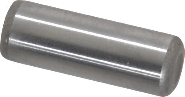 Made in USA - 5/16" Diam x 7/8" Pin Length Grade 8 Alloy Steel Standard Dowel Pin - Bright Finish, C 47-58 & C 60 (Surface) Hardness, 11,500 Lb (Single Shear), 23,000 Lb (Double Shear) Breaking Strength, 1 Beveled & 1 Rounded End - Caliber Tooling