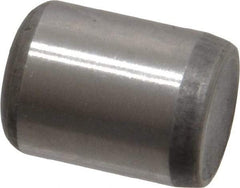 Made in USA - 3/8" Diam x 1/2" Pin Length Grade 8 Alloy Steel Standard Dowel Pin - Bright Finish, C 47-58 & C 60 (Surface) Hardness, 16,550 Lb (Single Shear), 33,100 Lb (Double Shear) Breaking Strength, 1 Beveled & 1 Rounded End - Caliber Tooling