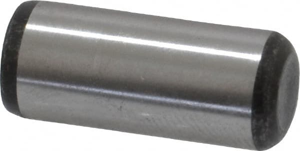 Made in USA - 3/8" Diam x 7/8" Pin Length Grade 8 Alloy Steel Standard Dowel Pin - Bright Finish, C 47-58 & C 60 (Surface) Hardness, 16,550 Lb (Single Shear), 33,100 Lb (Double Shear) Breaking Strength, 1 Beveled & 1 Rounded End - Caliber Tooling