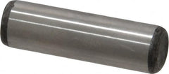 Made in USA - 3/8" Diam x 1-1/4" Pin Length Grade 8 Alloy Steel Standard Dowel Pin - Bright Finish, C 47-58 & C 60 (Surface) Hardness, 16,550 Lb (Single Shear), 33,100 Lb (Double Shear) Breaking Strength, 1 Beveled & 1 Rounded End - Caliber Tooling