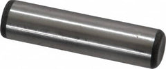 Made in USA - 3/8" Diam x 1-1/2" Pin Length Grade 8 Alloy Steel Standard Dowel Pin - Bright Finish, C 47-58 & C 60 (Surface) Hardness, 16,550 Lb (Single Shear), 33,100 Lb (Double Shear) Breaking Strength, 1 Beveled & 1 Rounded End - Caliber Tooling